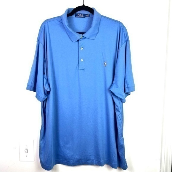 Polo Ralph Lauren Men Blue 100% Cotton Short Sleeve Collared Polo Shirt Size 2XB - Picture 1 of 9